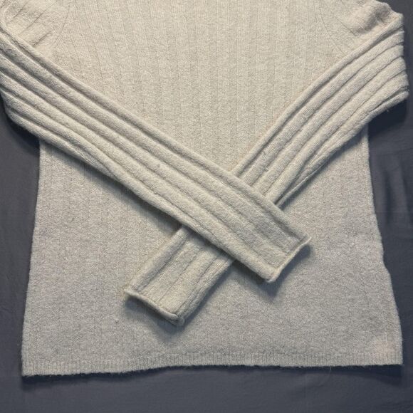 Madewell Sweater Womens XS White Mock Neck Ribbed Knit Long Sleeve Pullover - Picture 2 of 11